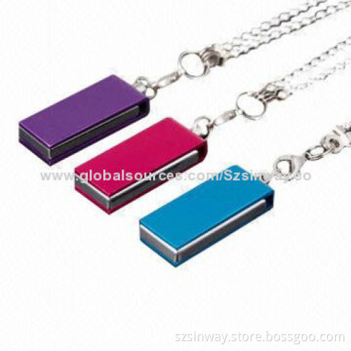 Metal Swivel USB Flash Drives with Up to 64GB and More than 10-year Data Retention